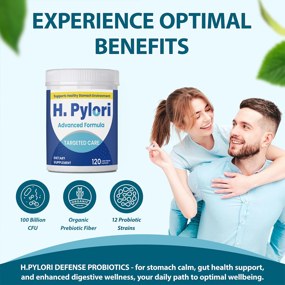 SELCAVENTRA H. Pylori Capsules with 100 Billion CFU, Mastic Gum, Berberine, Lactobacillus Reuteri, Zinc Carnosine & Green Tea, 120 Capsules
