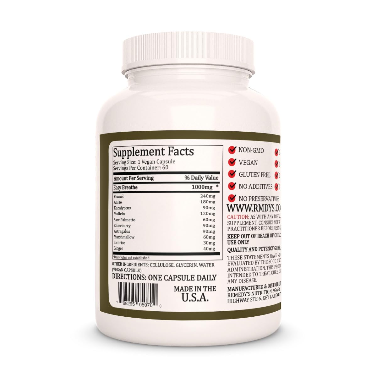 Remedy’s Nutrition Easy Breathe Capsules 60 Count