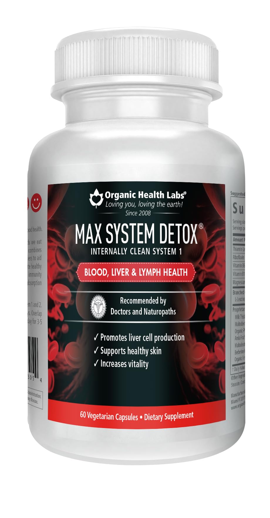 Organic Health Labs MAX System Detox Natural Detox Veggie Capsules, 60 Capsules