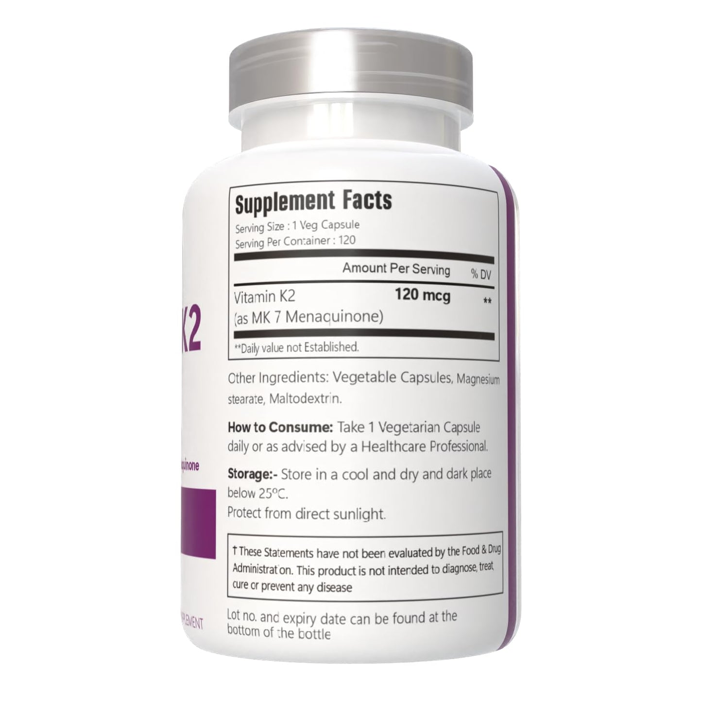 VitaCosmoX Vitamin K2 MK-7 Supplement Capsule 120 Count