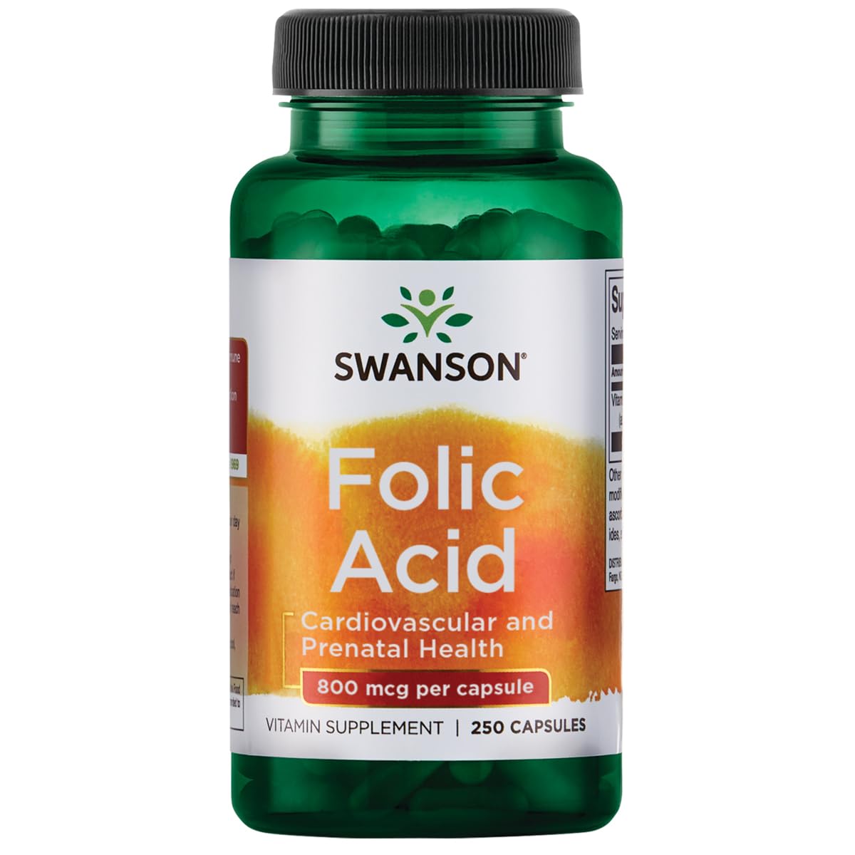 Swanson Folic Acid 800 mcg, 250 Capsules