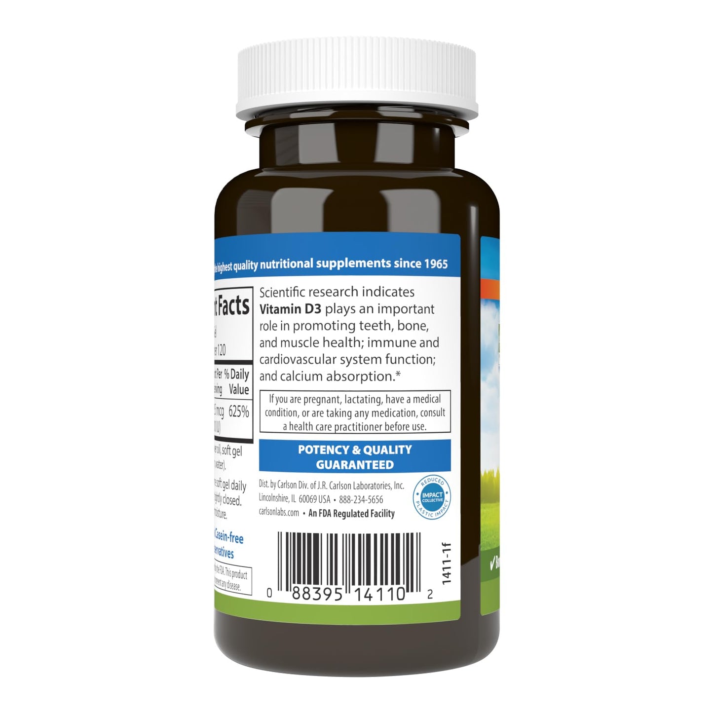 Carlson Vitamin D3 5000 IU (125 mcg) Softgels, 120