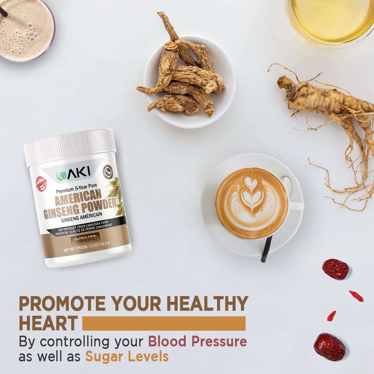AKI American Ginseng Powder with 4% Ginsenosides 1.5 oz