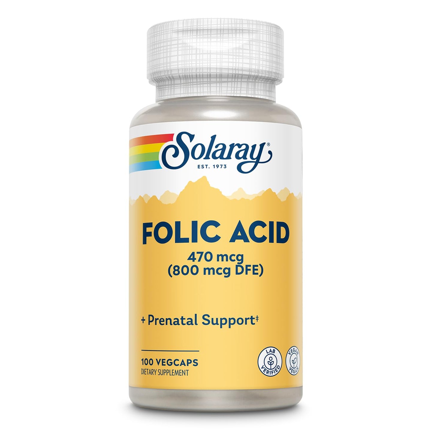 SOLARAY Folic Acid Vitamin B9 Capsule 100 VegCaps