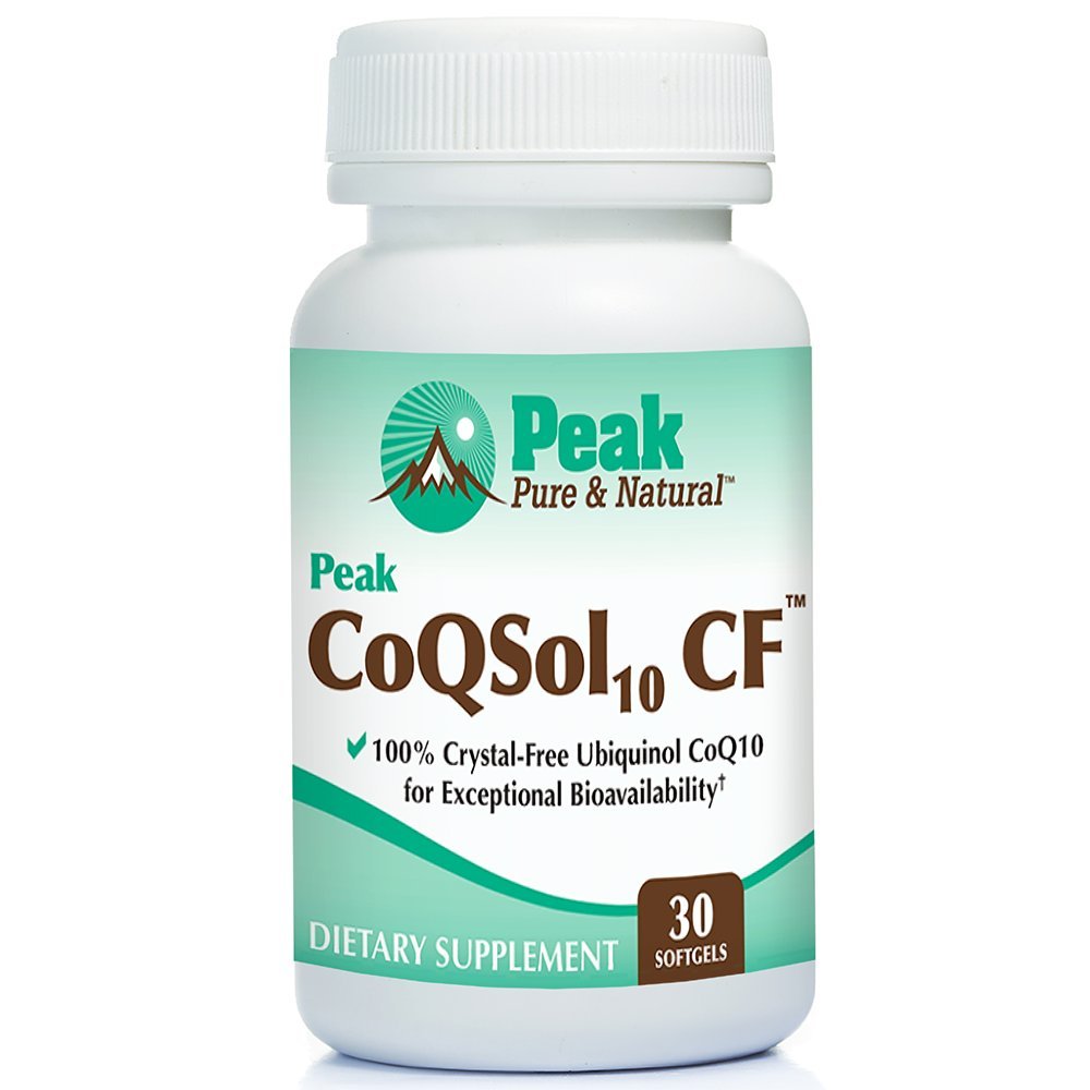 Peak Pure & Natural CoQSol10 CF 100% Crystal-Free Ubiquinol CoQ10 Softgels, 30 Count