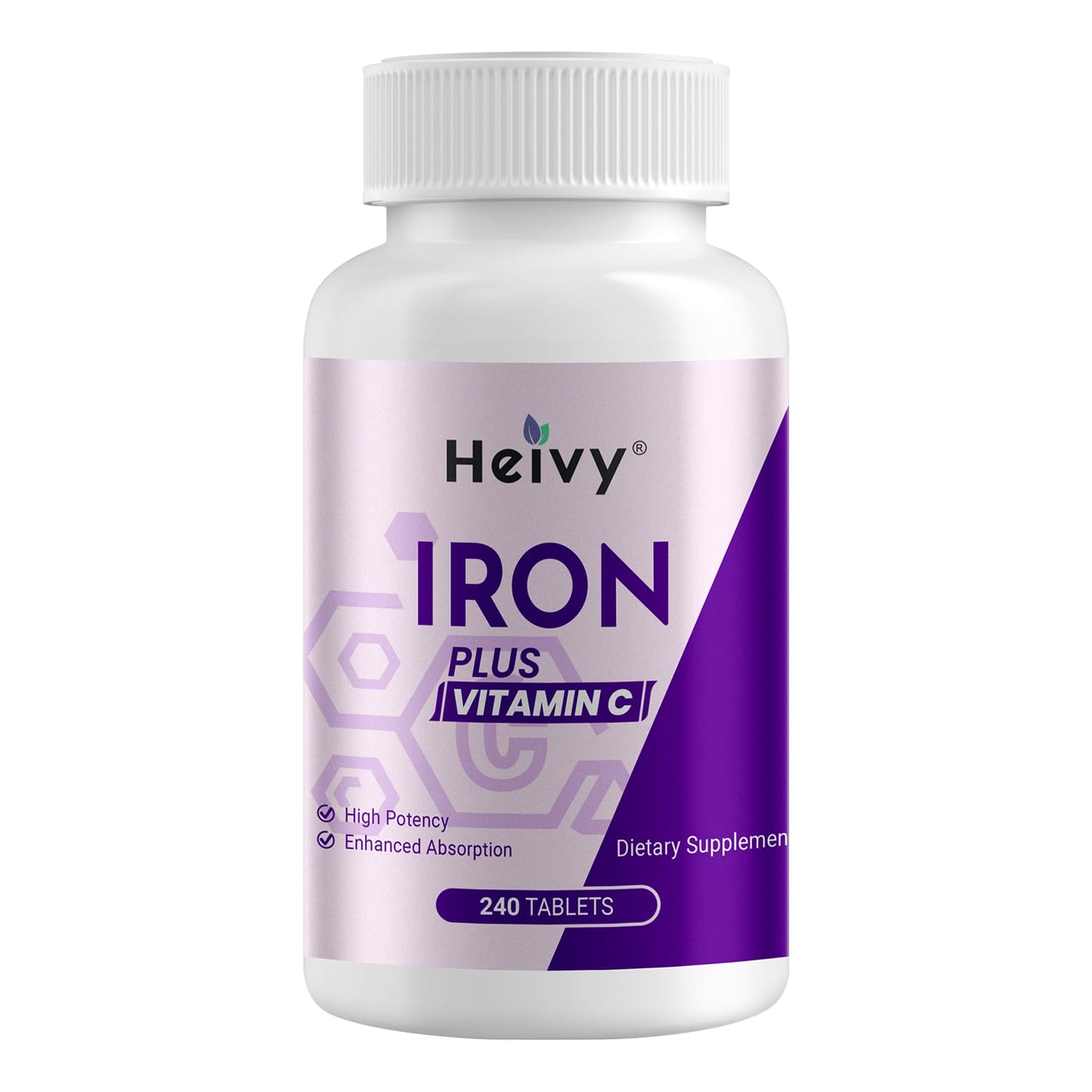 Heivy Iron Supplement Ferrous Sulfate 325mg with Vitamin C Tablet 240 Count