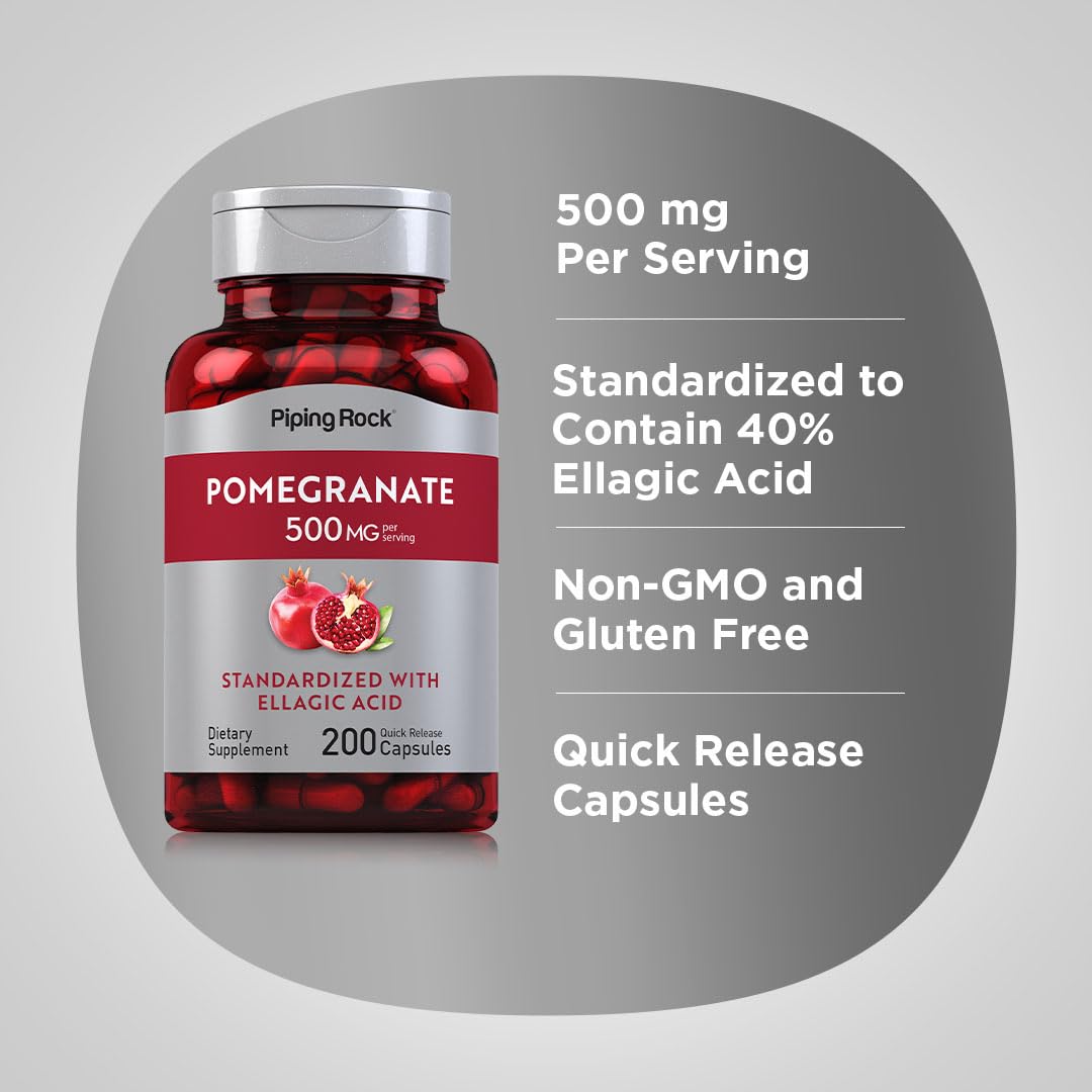 Piping Rock Pomegranate Extract Capsules 500mg, 200 Capsules