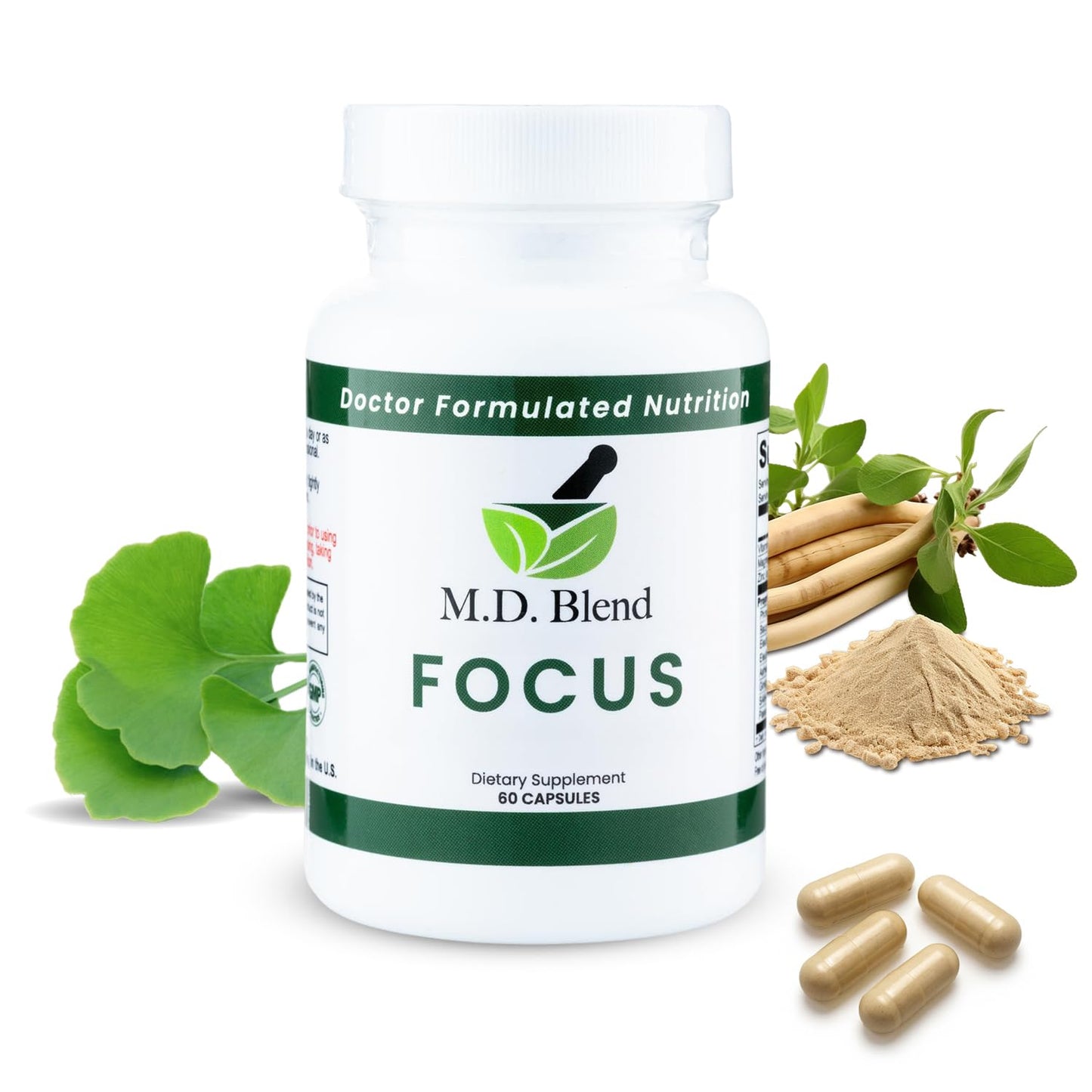 M.D. Blend Focus Nootropic Brain Supplement Capsule, 60 Count