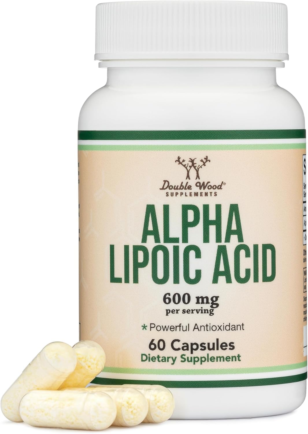 Double Wood Supplements Alpha Lipoic Acid 600mg Capsules, 60 Count