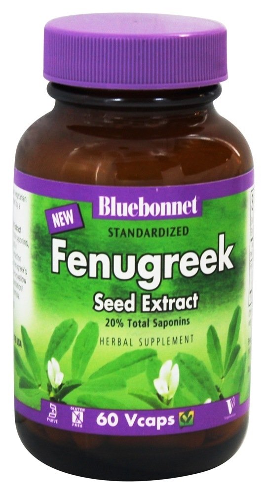 BlueBonnet Standardized Fenugreek Seed Extract 600 mg Capsules, 60 Vegetable Capsules