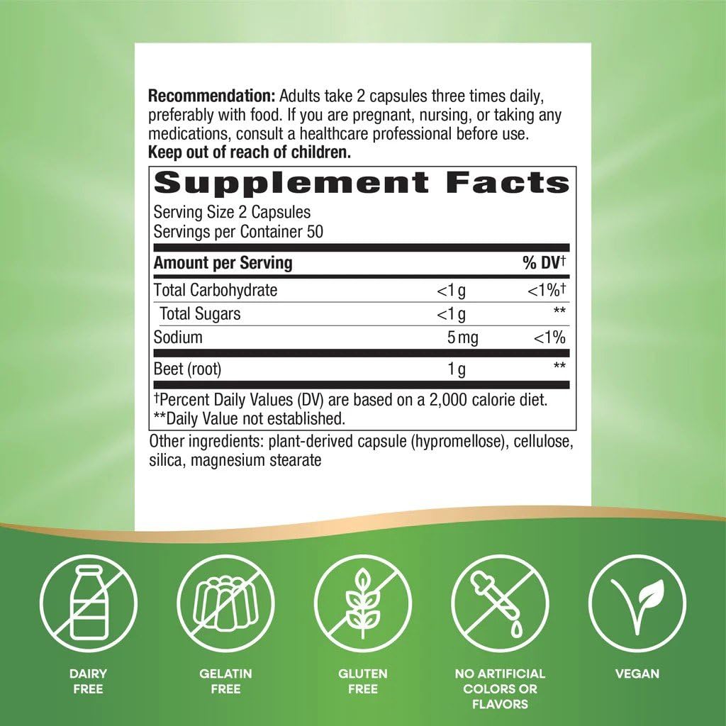 Nature's Way Beet Root Capsules, 200 Capsules