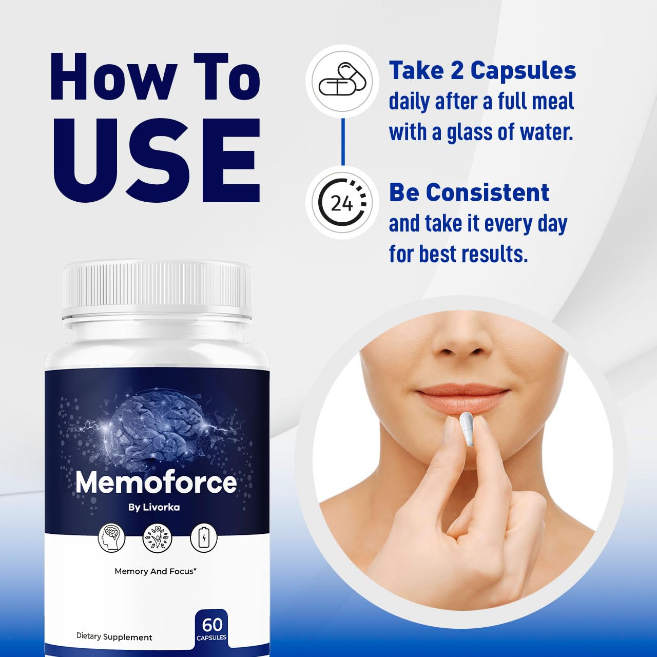 LIVORKA Memoforce Brain Supplement Capsules, 120 Capsules
