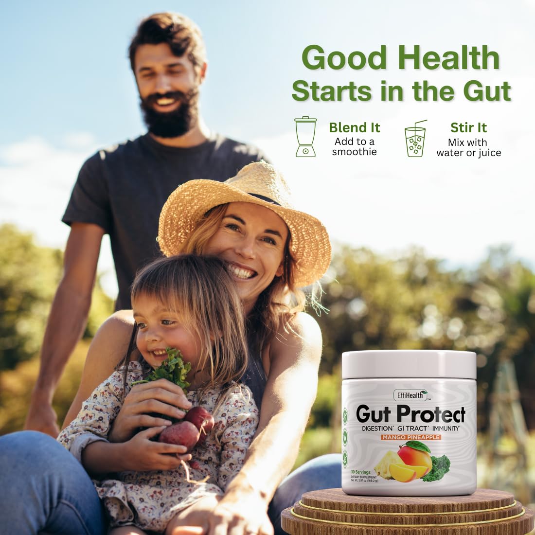 Gut Protect Greens Superfood Powder with Probiotics & Prebiotics Mango Pineapple, 10.05 Ounce