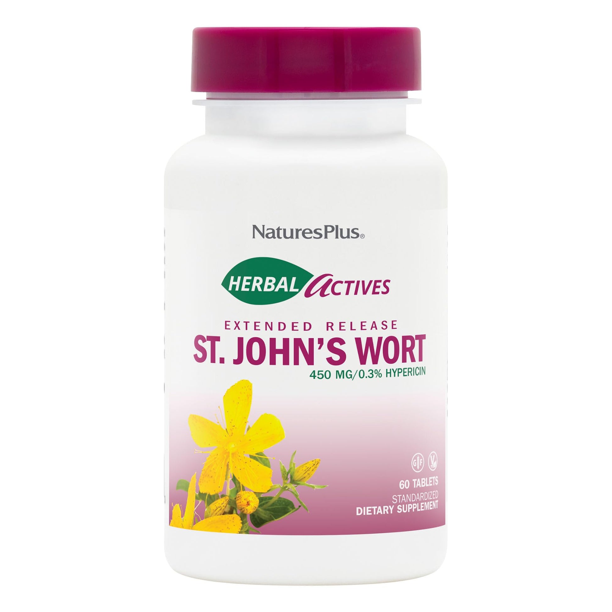 NaturesPlus Herbal Actives St John's Wort Extended Release 60 Tablets