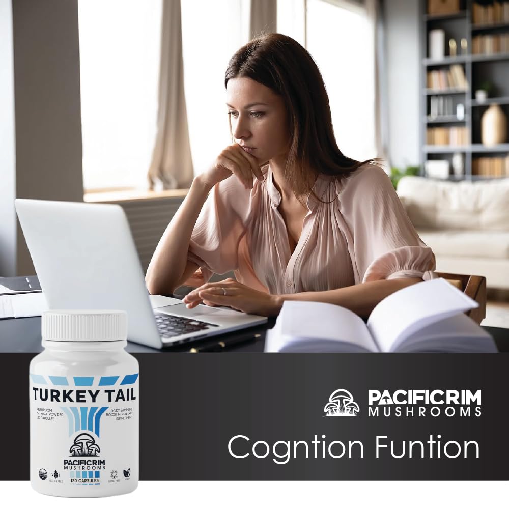 Pacific Rim Mushrooms Turkey Tail Supplement Capsules, 300 Count