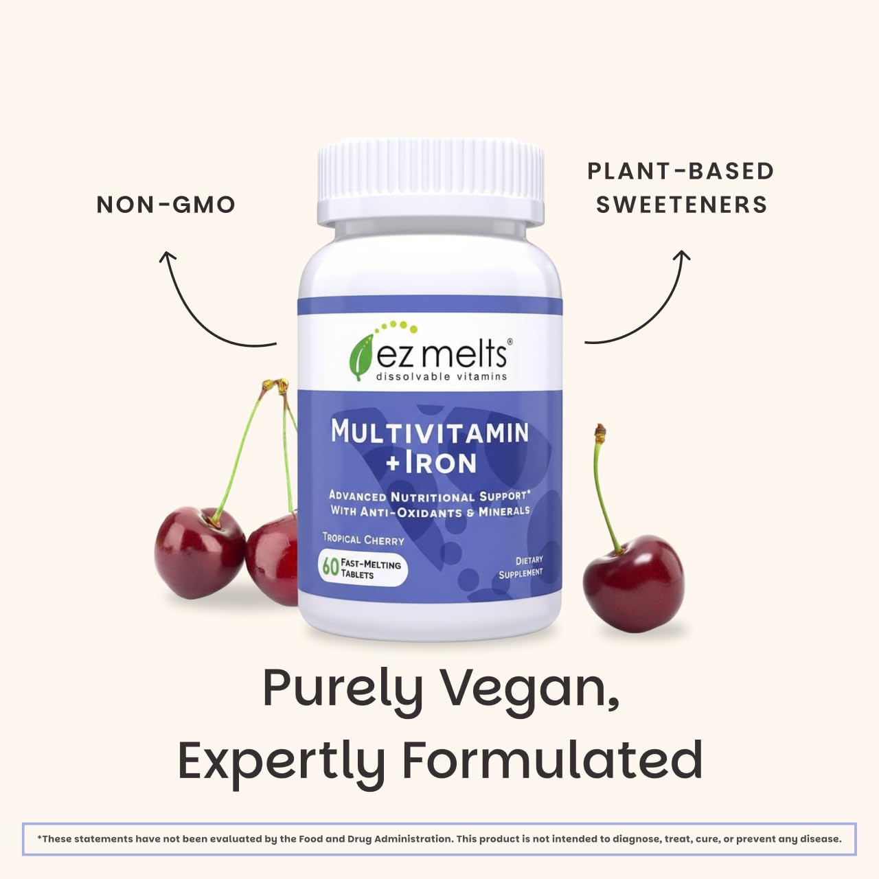 EZ Melts Multivitamin + Iron Tablet, 120 Tablets