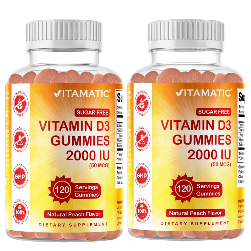 Vitamatic Sugar Free Vitamin D3 2000 IU Gummies, 240 Count