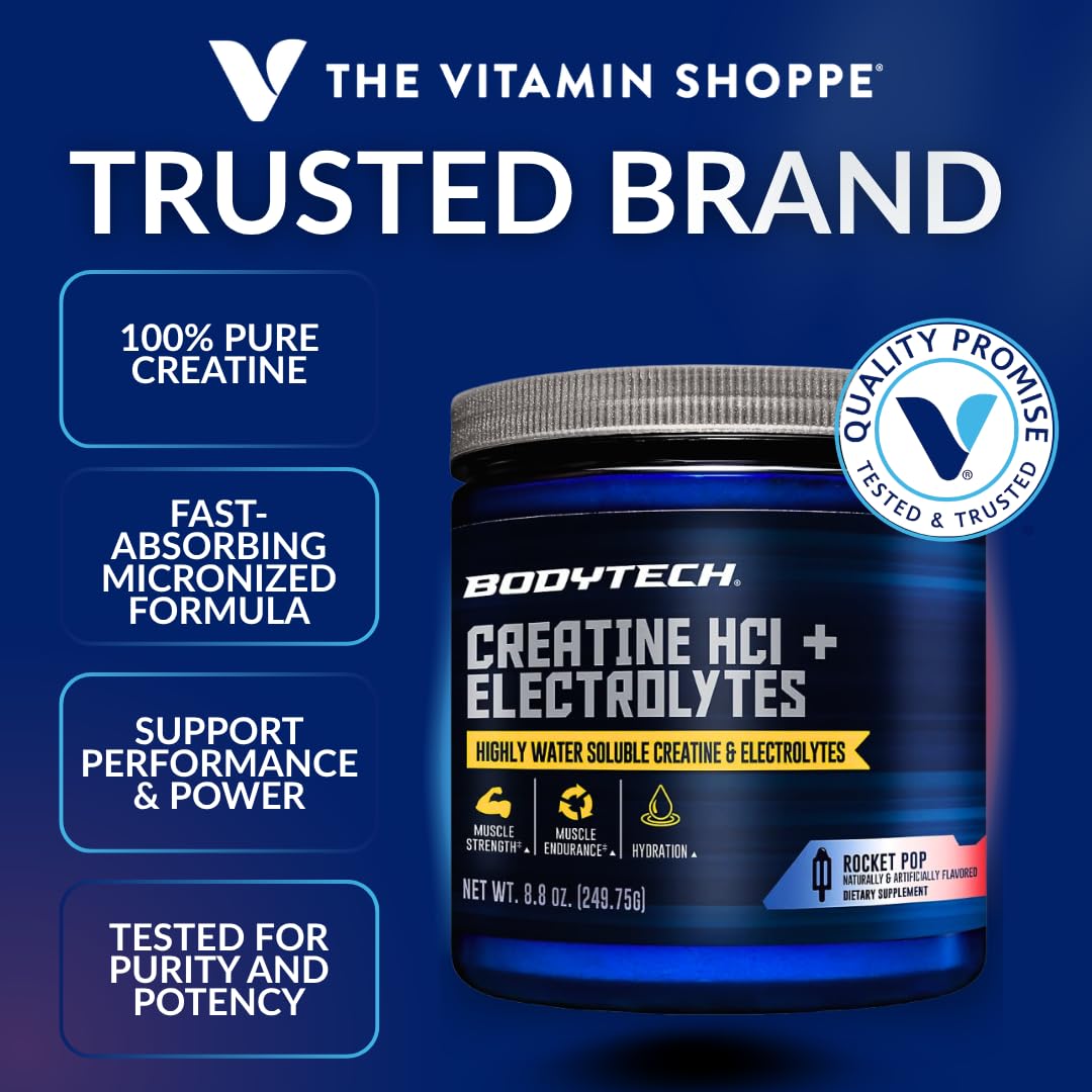 BodyTech Creatine HCl + Electrolytes Powder, 75 Servings (Pack of 1)