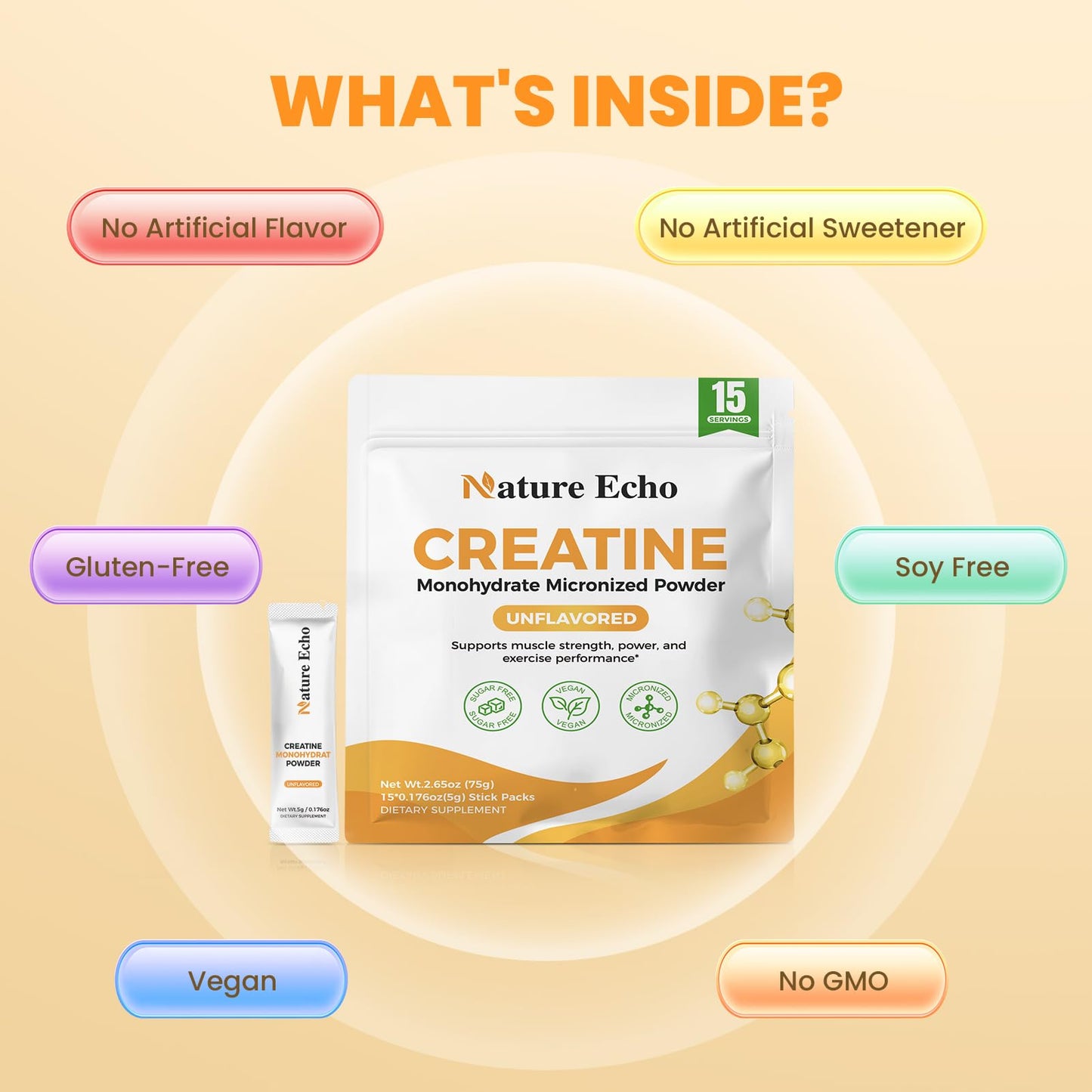 Nature Echo Creatine Monohydrate Micronized Powder 2.65 Ounce (Pack of 1)