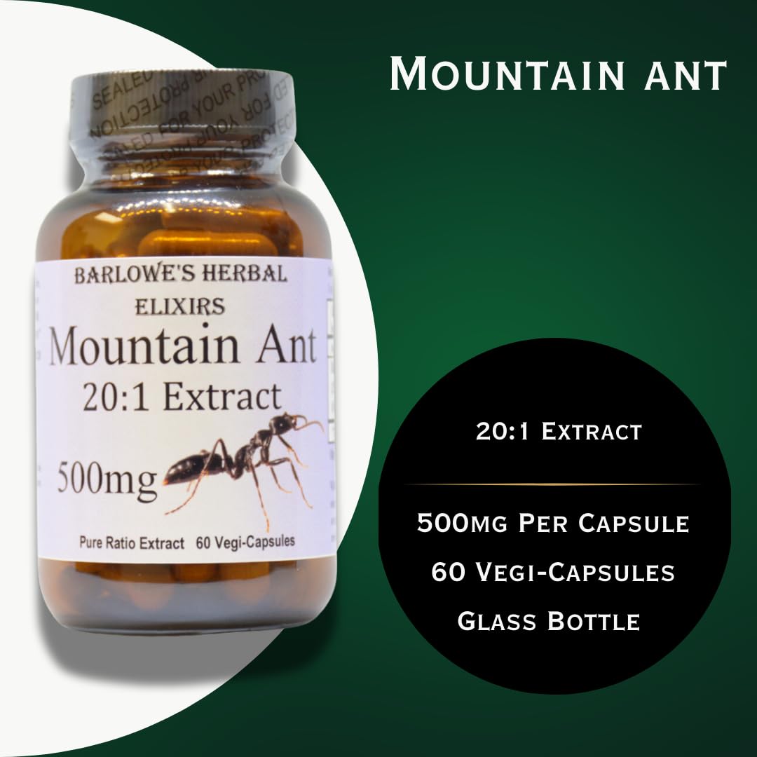 Barlowe's Herbal Elixirs Mountain Ant Extract 20:1 Extract 500 mg Capsule, 60 Count