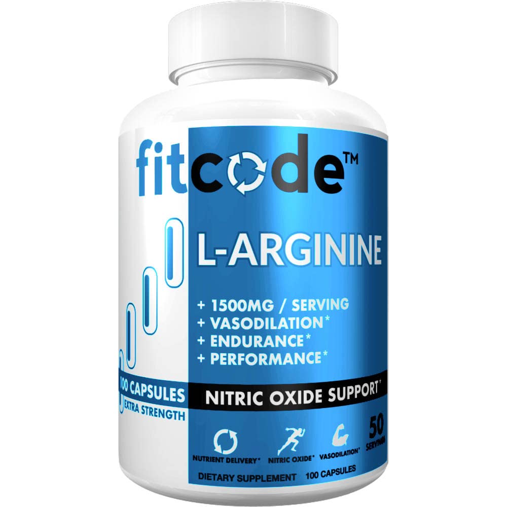 fitcode L-Arginine HCl 1500mg Capsule, 100 Count