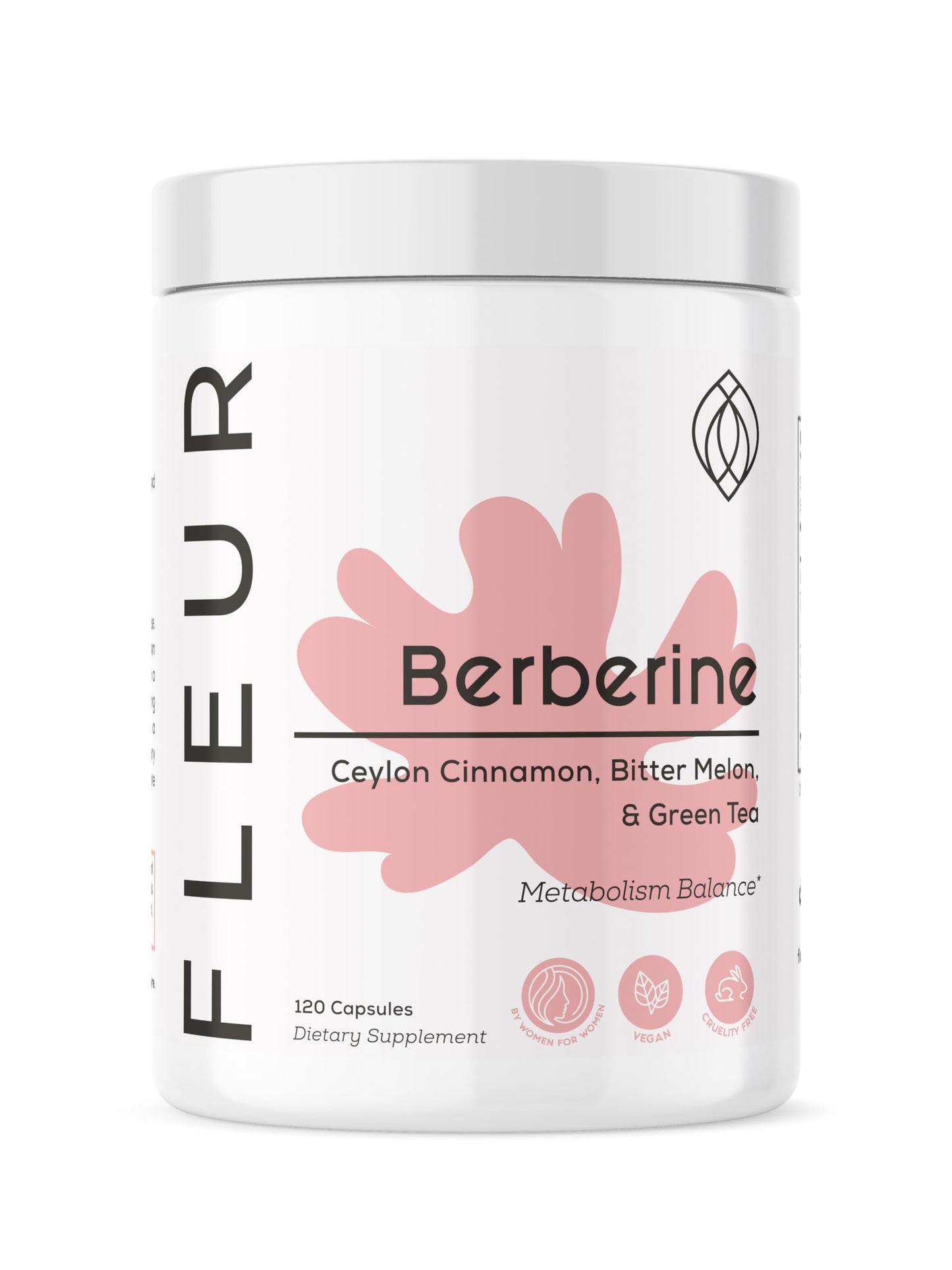 FLEUR Berberine HCL with Organic Cinnamon, Bitter Melon & Green Tea Extract Capsules, 120 Count