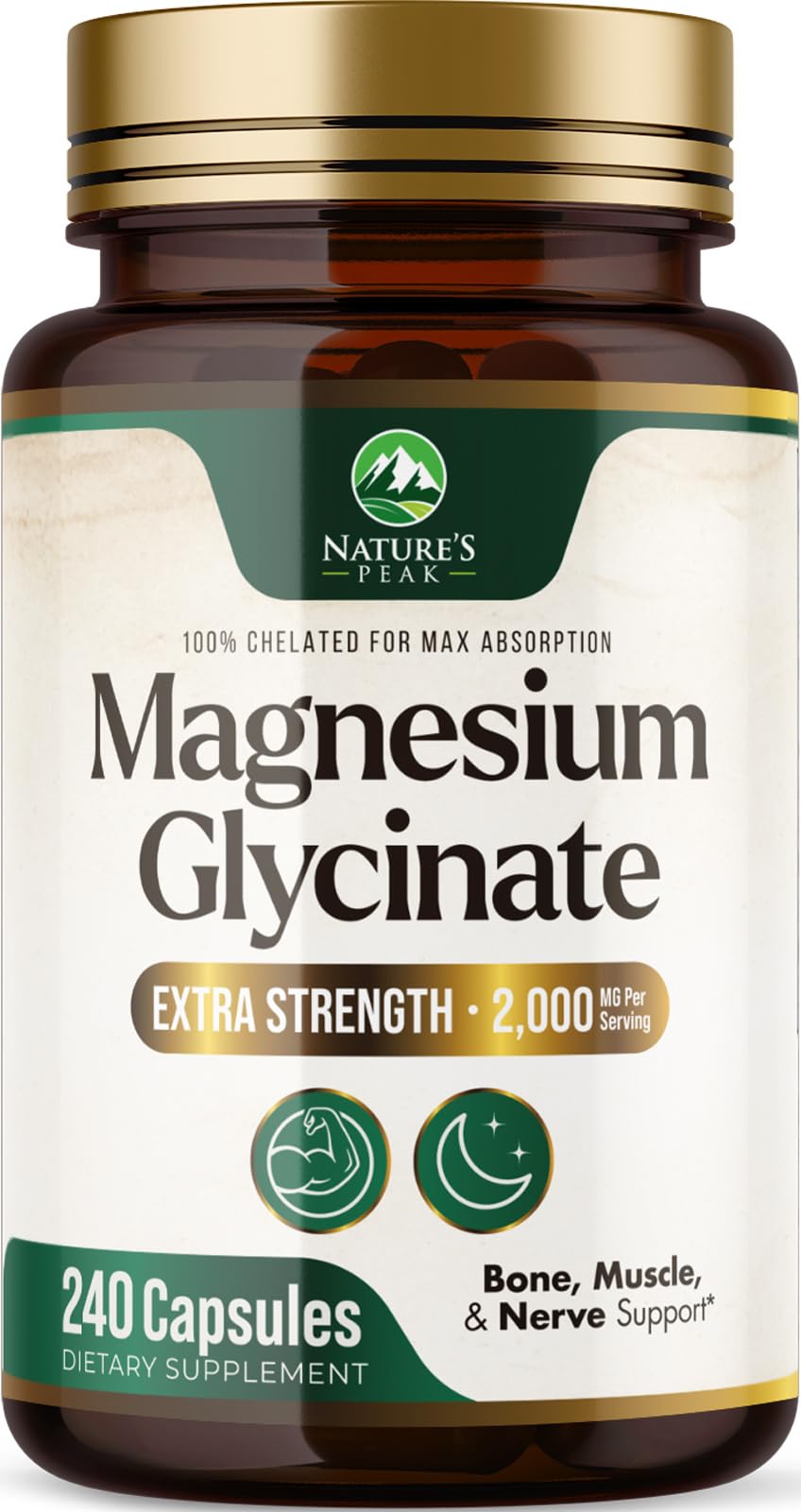 Nature's Peak Magnesium Glycinate 2000mg Capsule, 240 Capsules