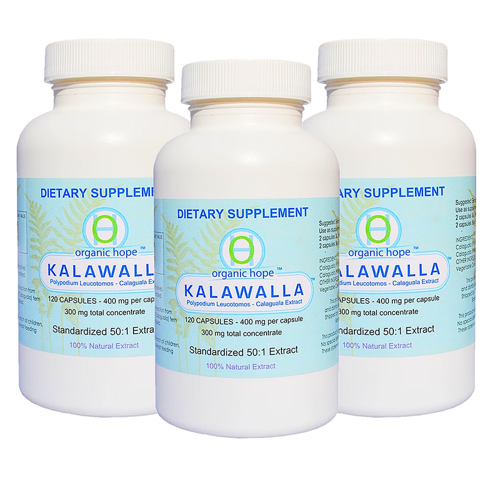 Kalawalla Organic Hope with Polypodium Leucotomos for Immune System Support, Highest Potency 50:1 Extract Ratio 400mg, Capsule, 360 Capsules