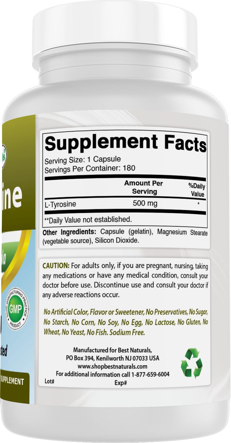 Best Naturals L-Tyrosine 500 mg Capsules, 360 Capsules