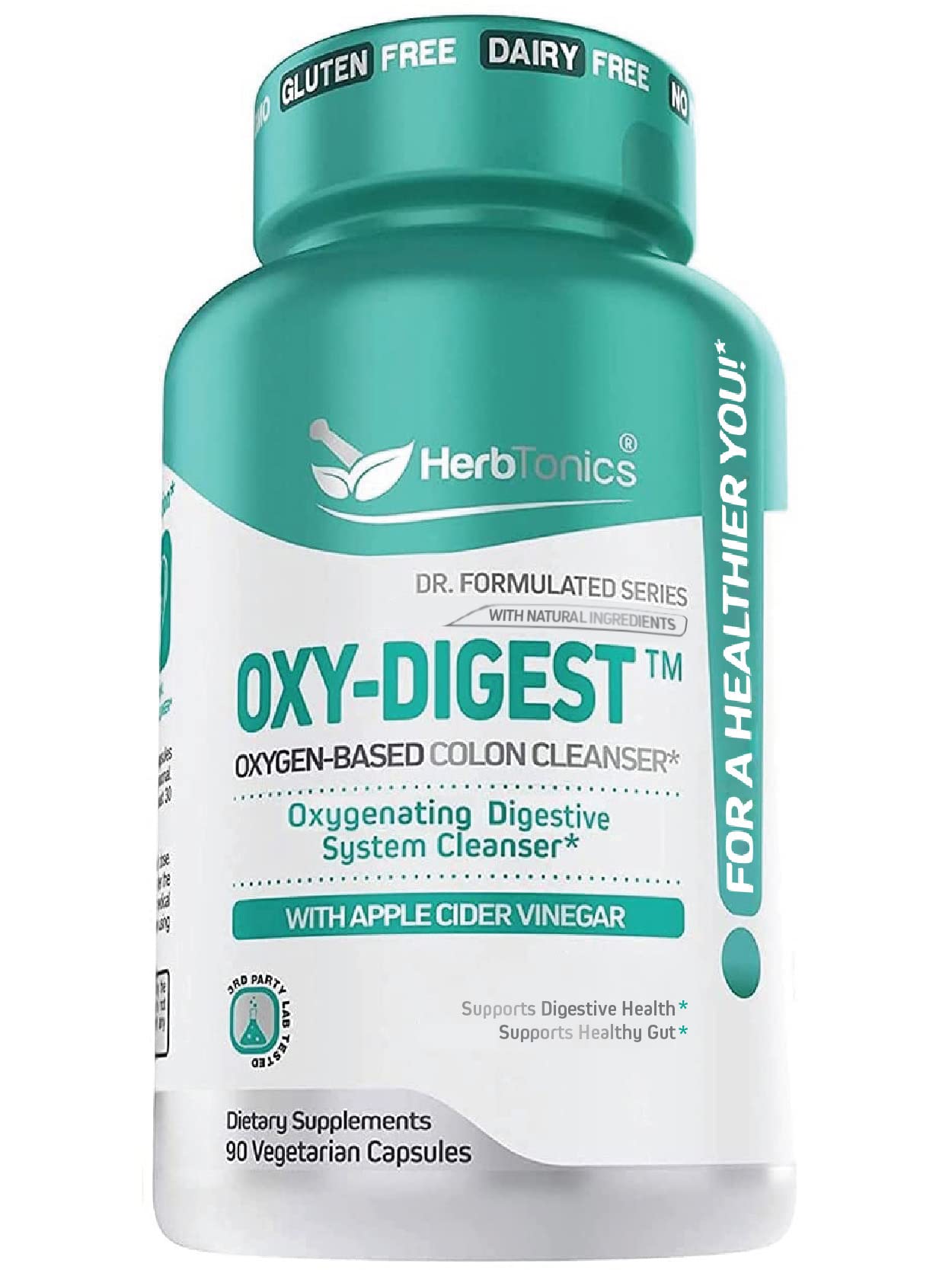 Herbtonics Oxygen Based Colon Cleanse and Detox Digestive System Formula with Apple Cider Vinegar Capsules, 90 Count