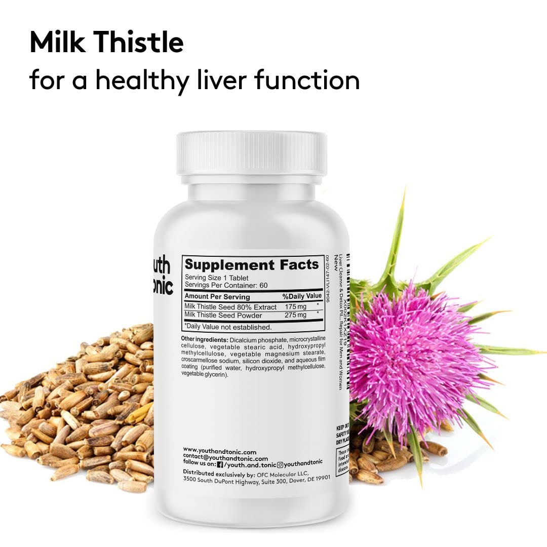 Youth & Tonic Milk Thistle Liver Support Capsules, 1 Capsule