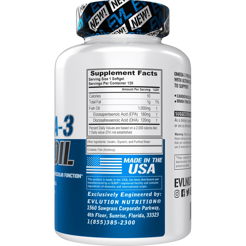 Evlution Triple Strength Omega-3 Fish Oil Softgels 120