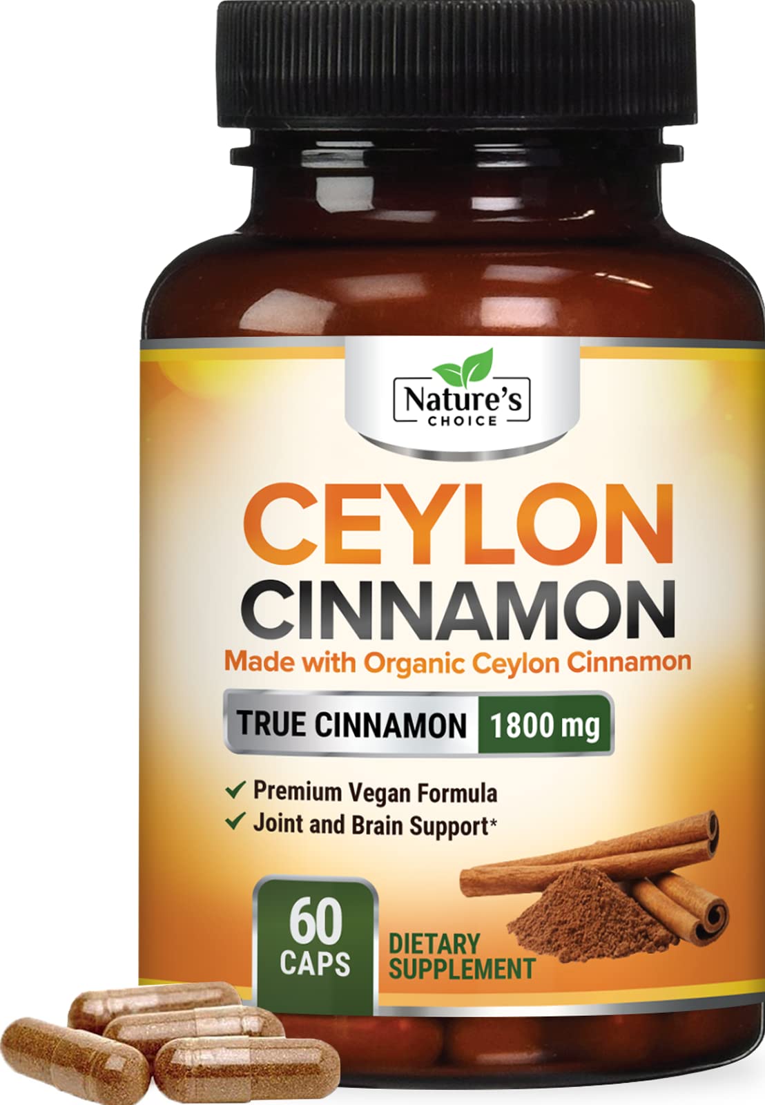 Nature's Choice Ceylon Cinnamon Capsules, 60 Count