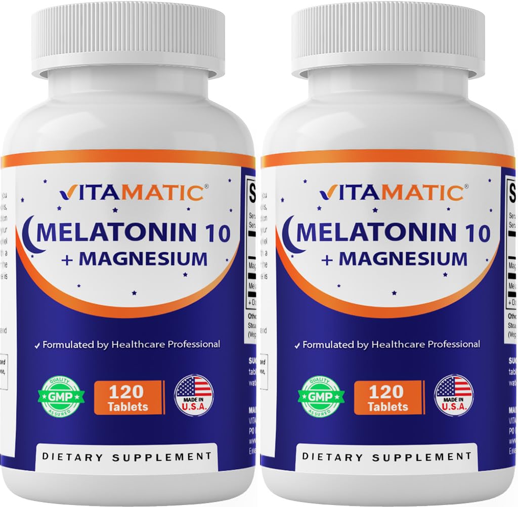 Vitamatic Melatonin 10 mg with Magnesium 200 mg Tablets, 240 Count