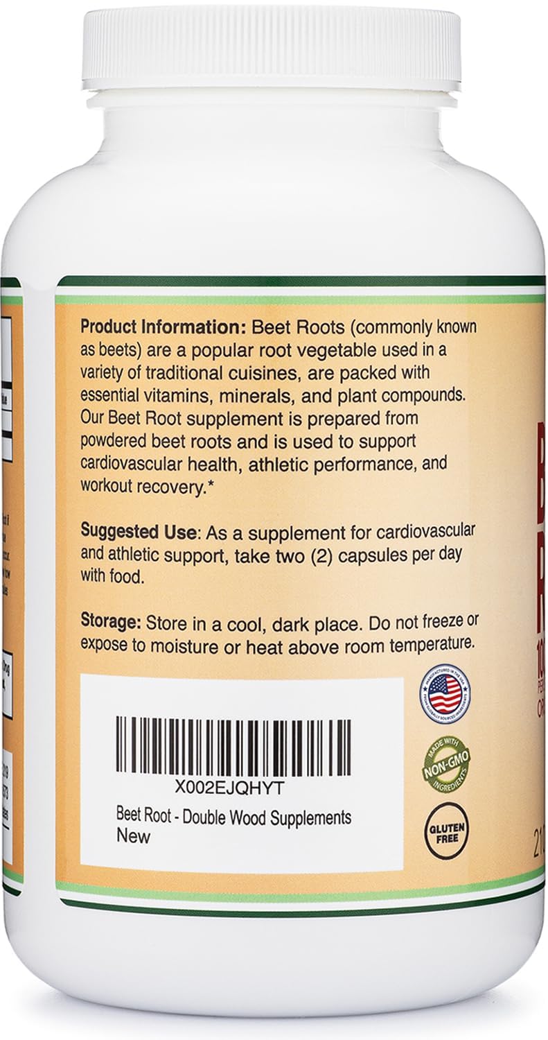 Double Wood Supplements Beet Root 1000mg High Nitrate Circulation + Stamina Capsules, 210 Count