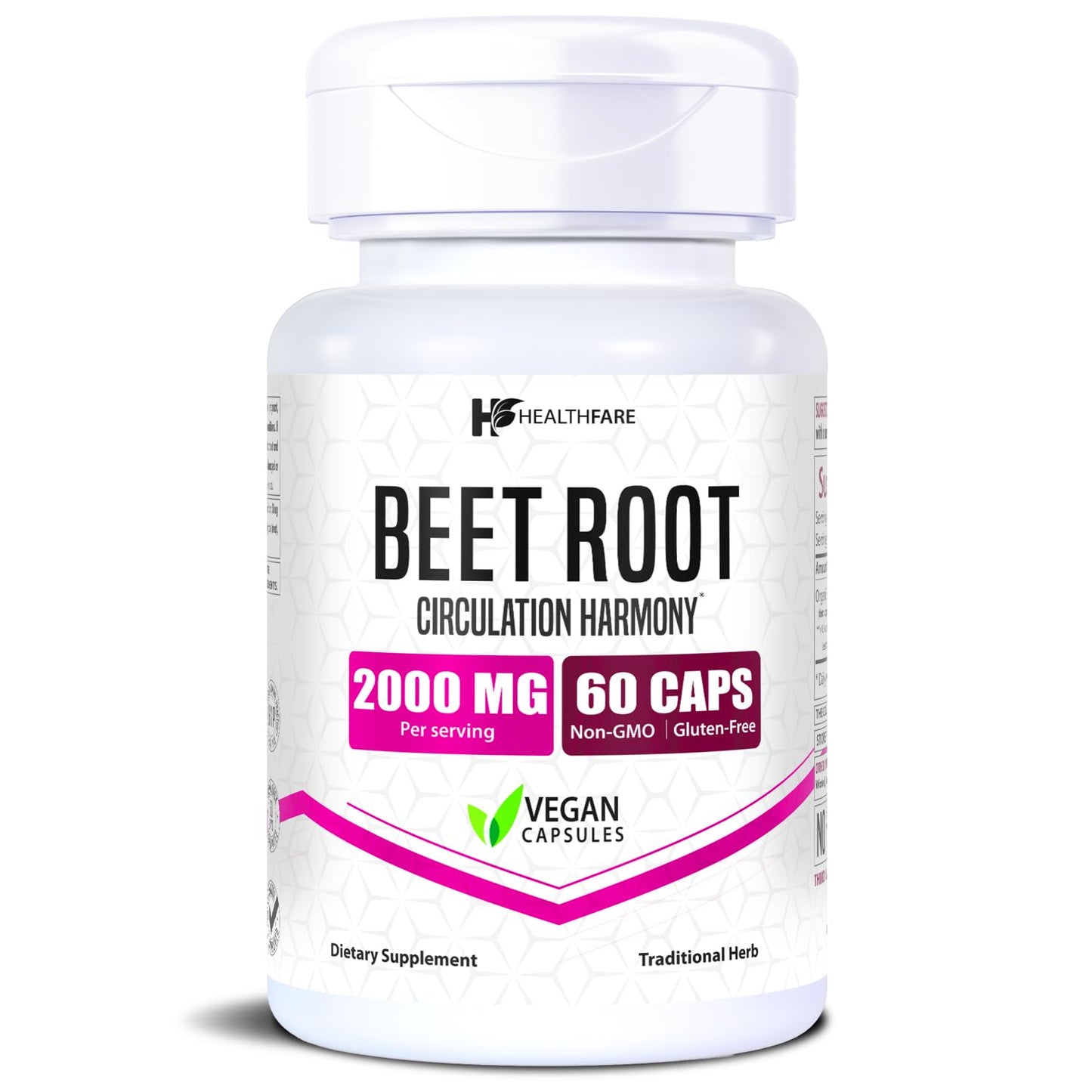 Healthfare Beet Root 2000mg Capsules 60 Count