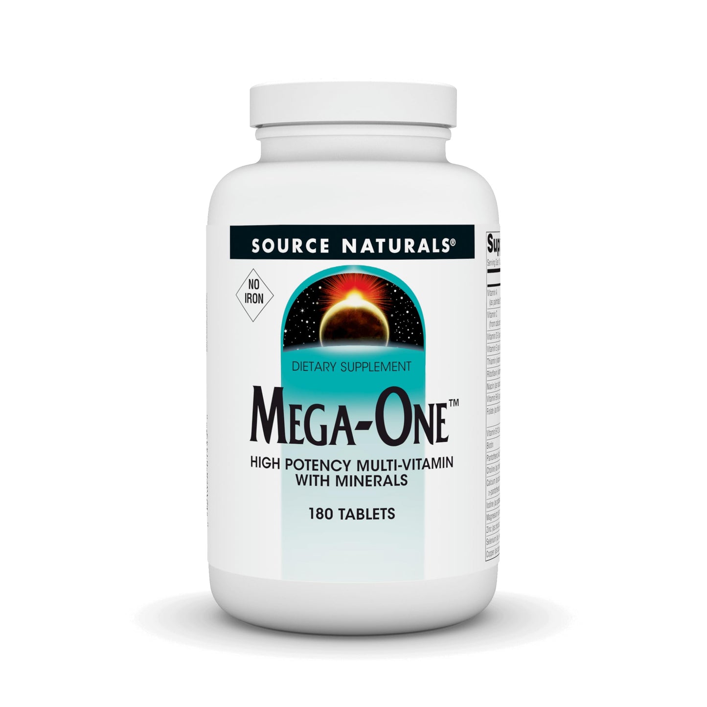 Source Naturals Mega-One Multi-Vitamin with Minerals, No Iron, 180 Tablets