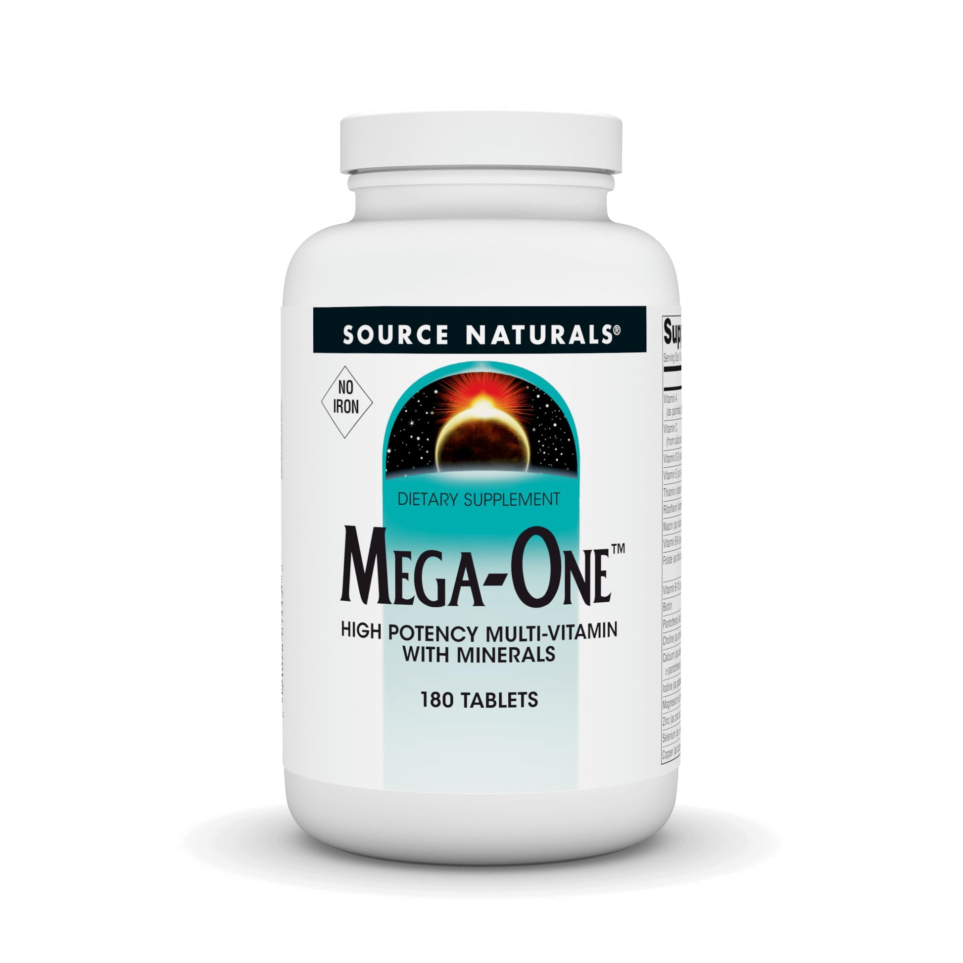Source Naturals Mega-One Multi-Vitamin with Minerals, No Iron, 180 Tablets