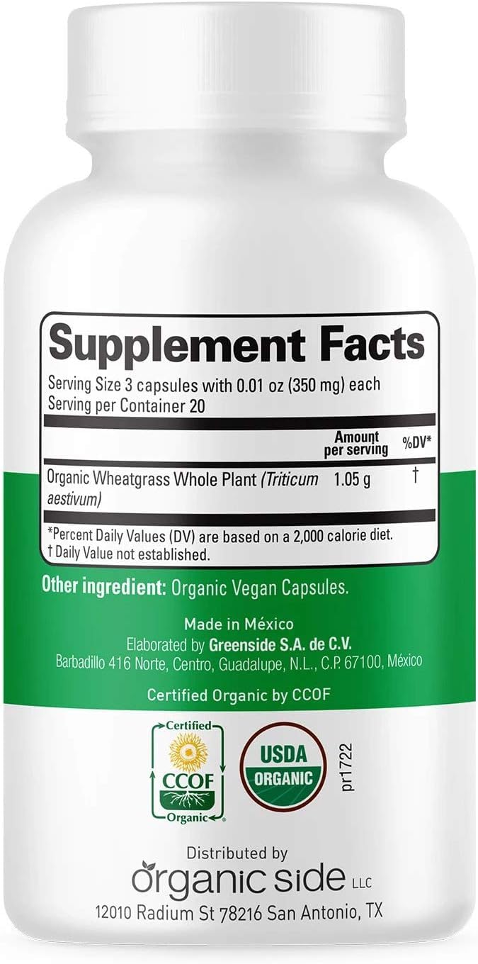 OS Organic Side Organic Wheatgrass Capsules, 120 Count