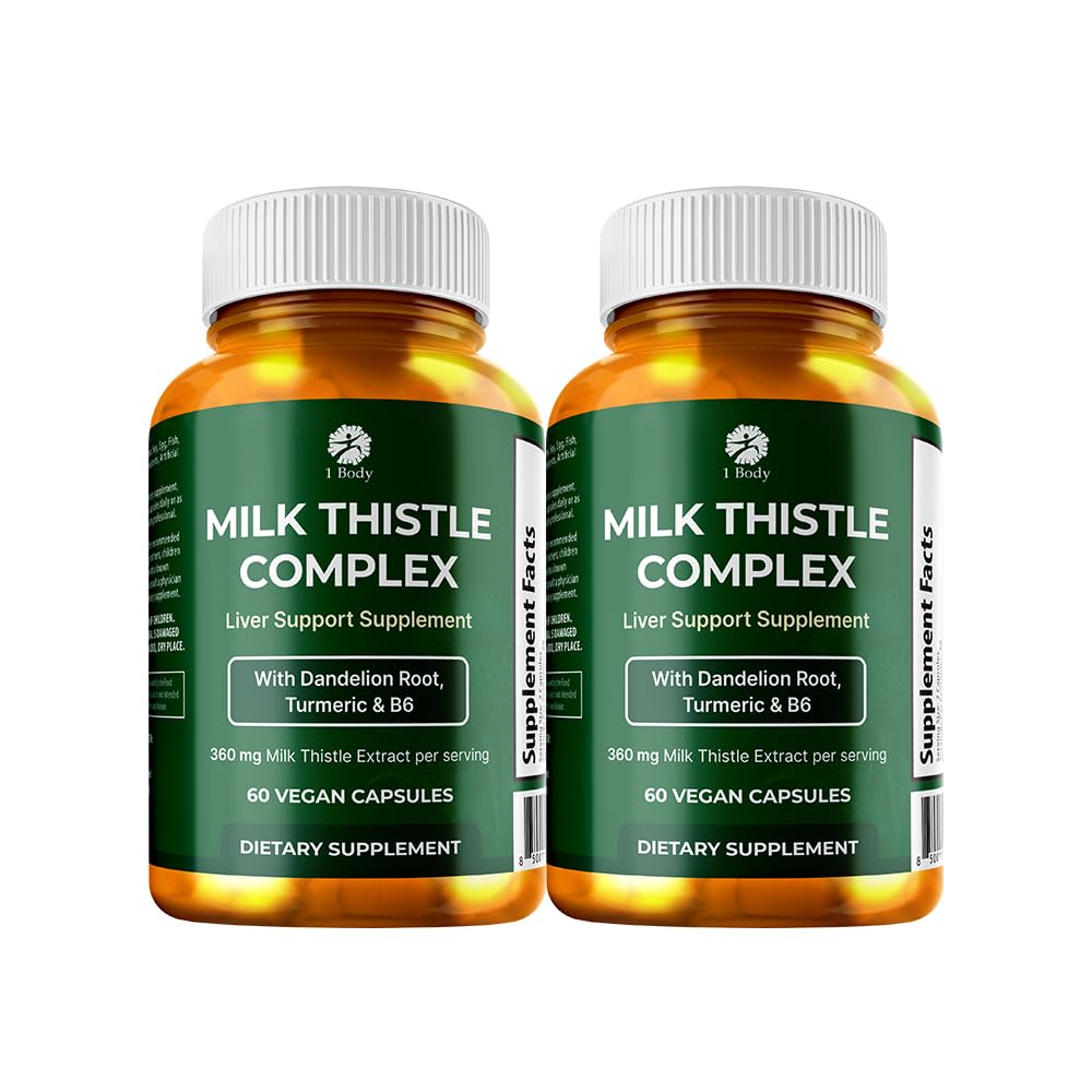 1 Body Milk Thistle Complex, Silymarin Liver Support 120 Capsules