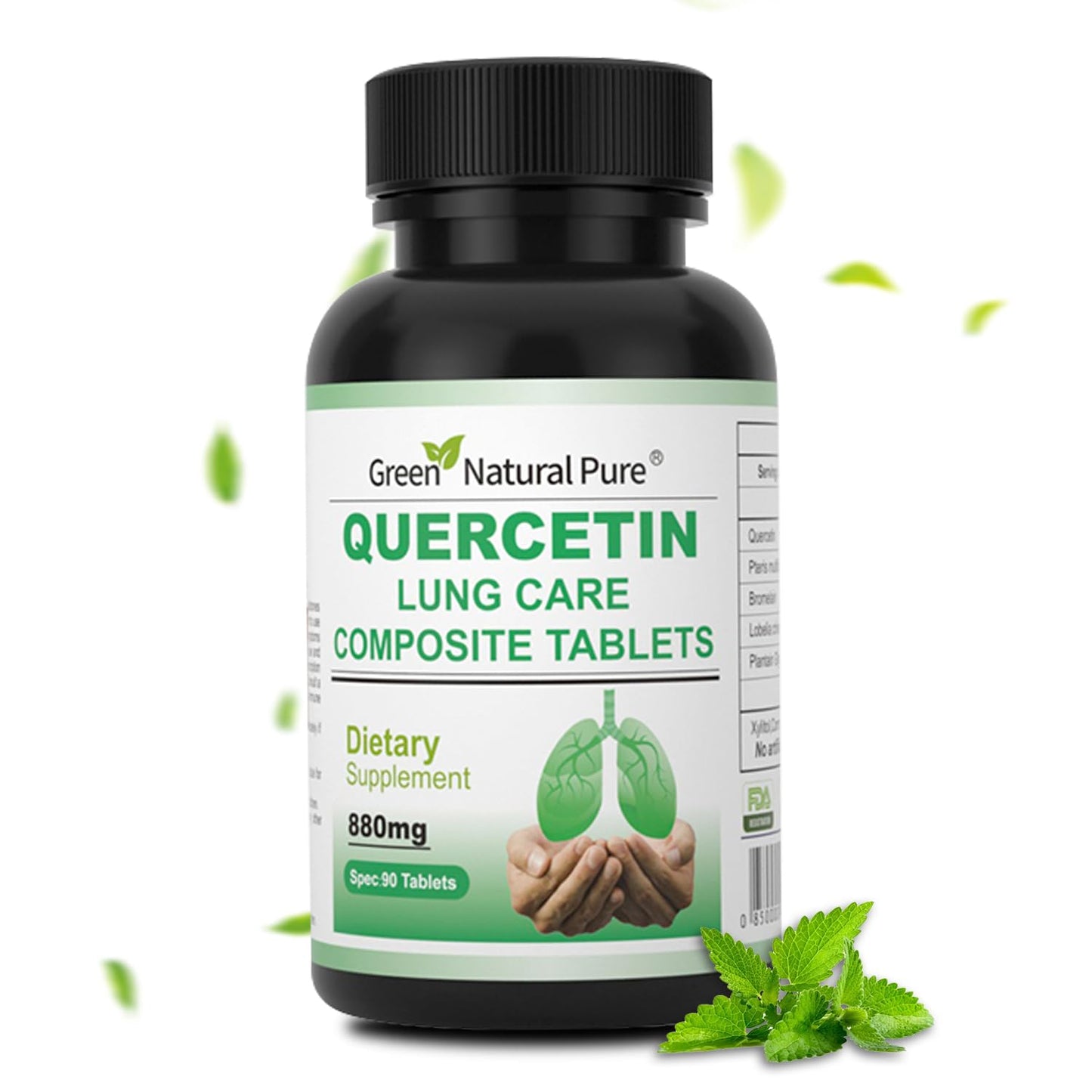 GREEN NATURAL PURE Quercetin Lung Care 880mg Highly Absorption Complex Food Support Supplement for Adult, 90 Capsules