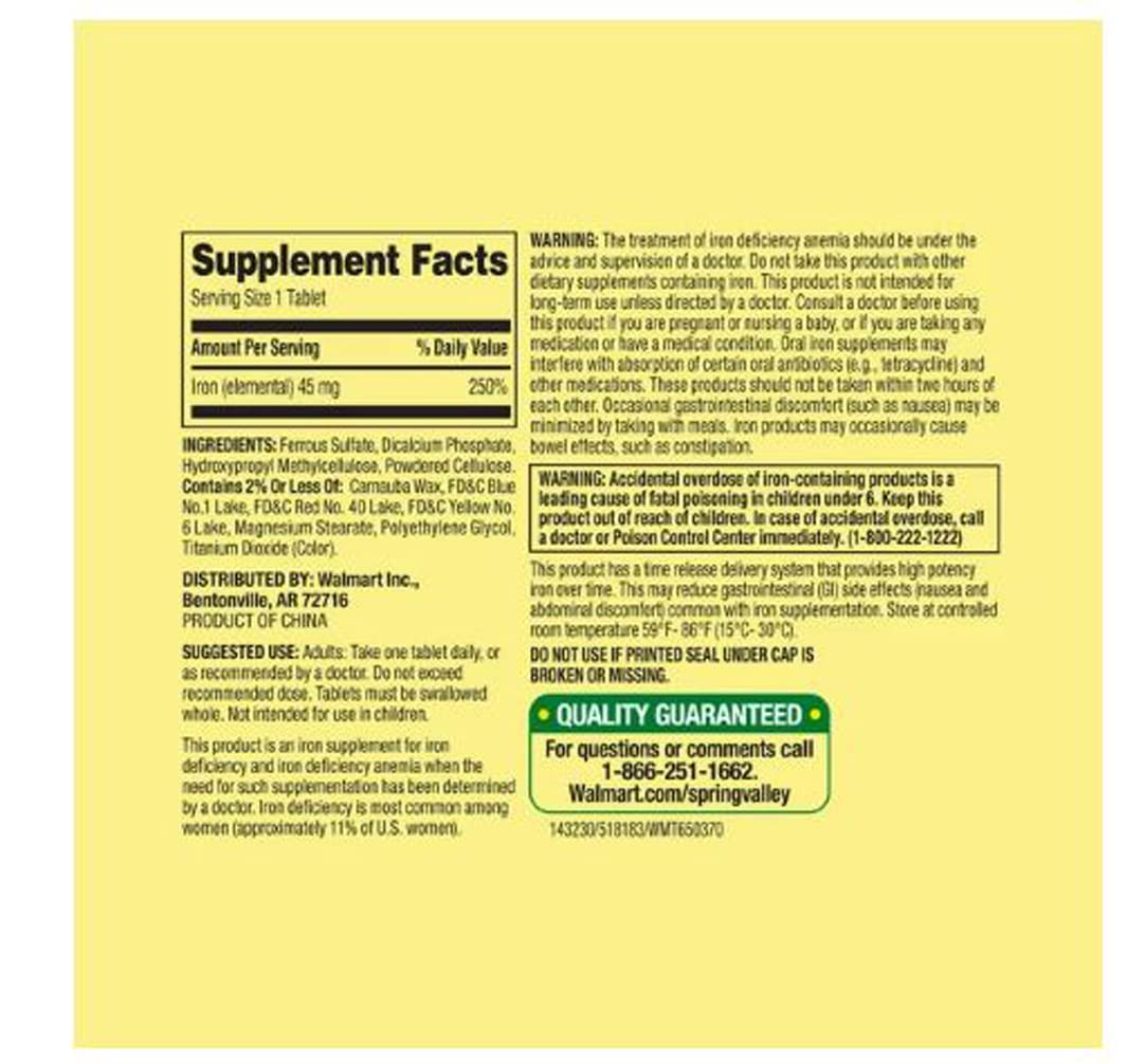 Generic Slow-Release Iron 45 mg Tablets 30 Count