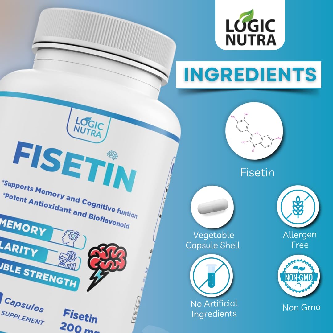Logic Nutra Fisetin Double Strength 200 mg Capsules, 60 Count