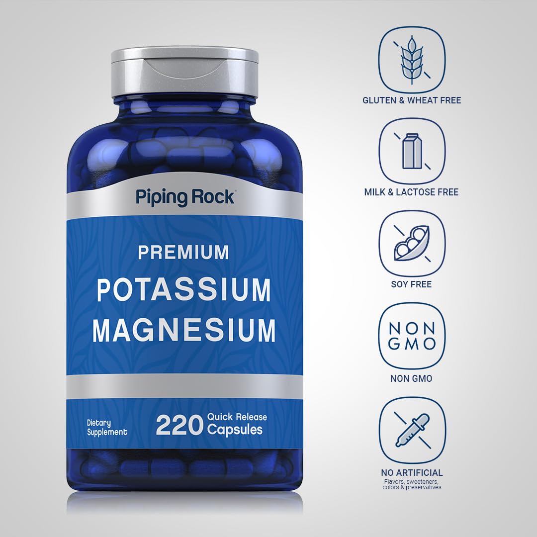 Piping Rock Potassium Magnesium Supplement 220 Capsules