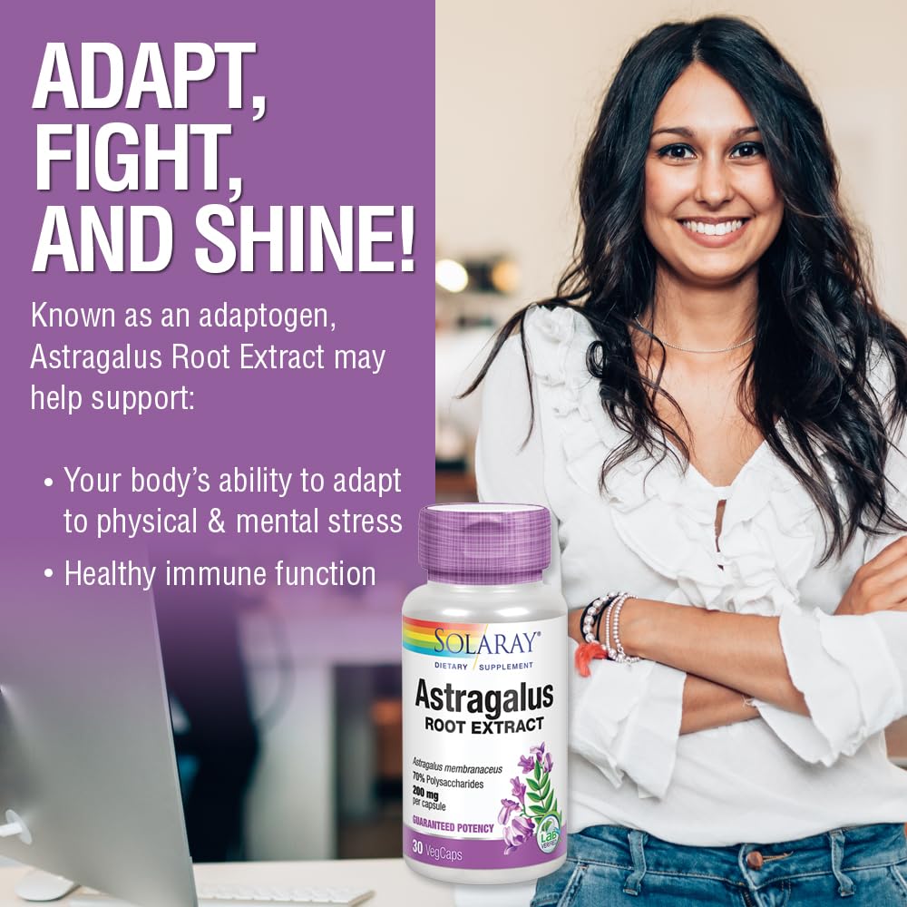 Solaray Astragalus Root Extract 200 mg Capsules, 30 VegCaps