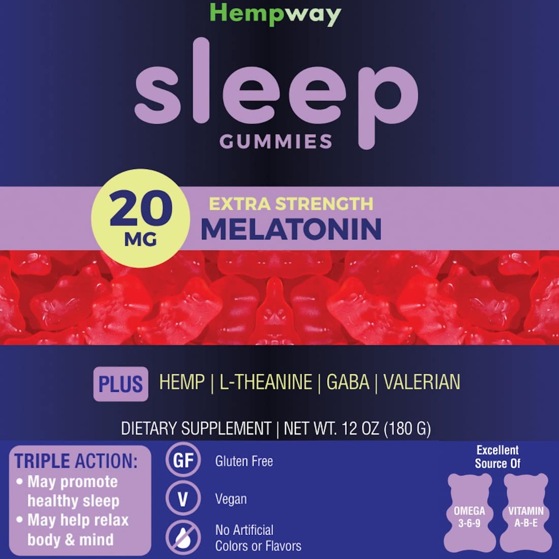 HEMPWAY Melatonin 20mg Gummy 60 Count
