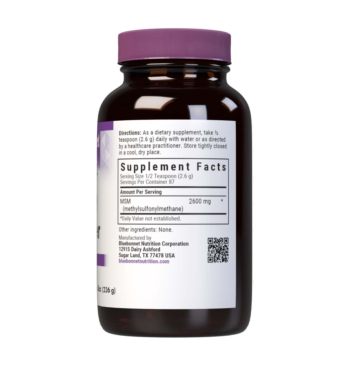 BlueBonnet MSM Powder 2600mg, 8 oz