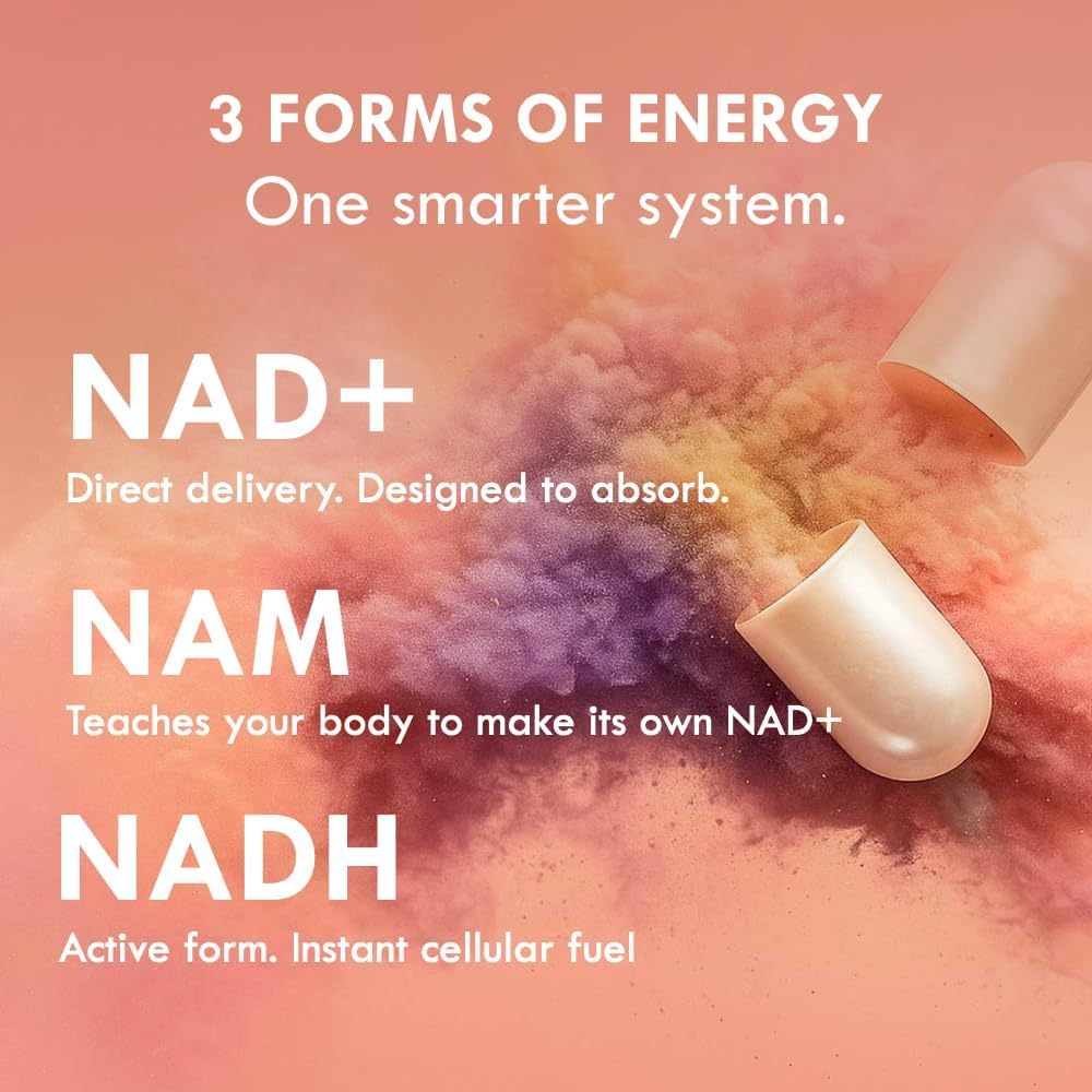 Cell Theory NAD+ Supplement – Liposomal NAD+ & NADH Formula Capsules, 60 Count