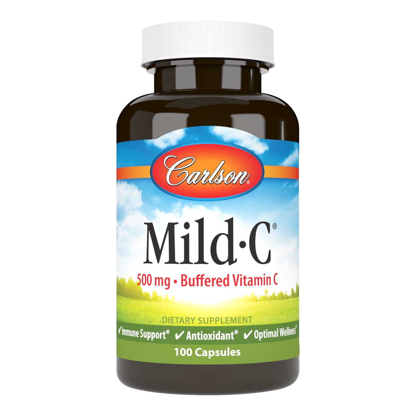 Carlson Mild-C Buffered Vitamin C 500 mg Capsules, 100 Count