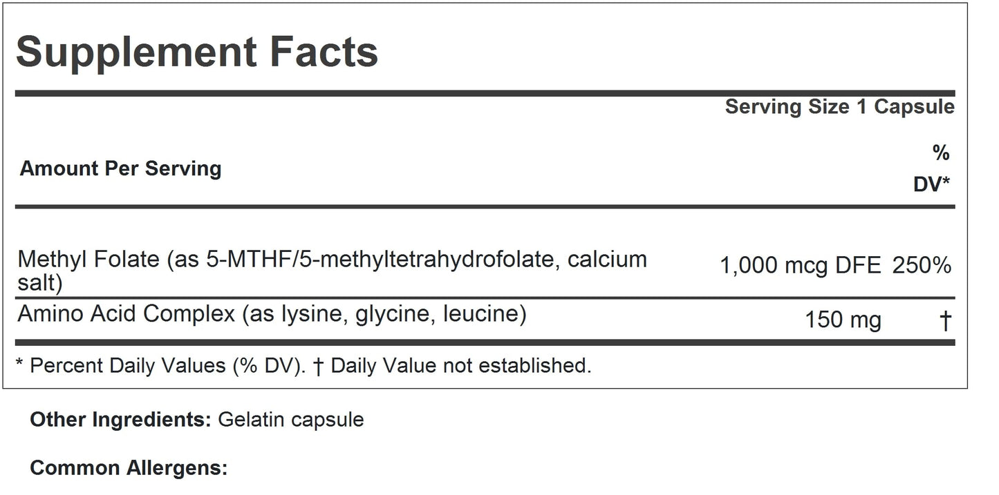 ANDREW LESSMAN Methyl Folate 1000mg Capsules 120 Count